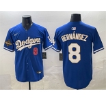 Men's Los Angeles Dodgers #8 Enrique Hernández Royal 2025 World Series Champions Patch Limited Stitched Baseball Jersey