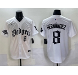 Men's Los Angeles Dodgers #8 Enrique Hernández White 2025 LA Gothic Style With 2024 World Series Champions Patch Vapor Premier Limited Stitched Baseball Je