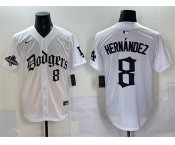 Men's Los Angeles Dodgers #8 Enrique Hernández White 2025 LA Gothic Style With 2024 World Series Champions Patch Vapor Premier Limited Stitched Baseball Je