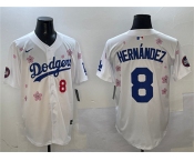 Men's Los Angeles Dodgers #8 Enrique Hernández White 2025 Tokyo Series Limited Stitched Baseball Jersey