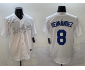 Men's Los Angeles Dodgers #8 Enrique Hernández White Fashion Cool Base Stitched Baseball Jersey