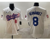 Men's Los Angeles Dodgers #8 Enrique Hernández White With American Flag Patch Limited Stitched Baseball Jersey