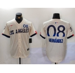 Men's Los Angeles Dodgers #8 Kiké Hernández Cream 2024 City Connect Limited Stitched Baseball Jersey