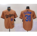 Men's Los Angeles Dodgers #8 Kike Hernandez Number Olive Cool Base Limited Stitched Jersey