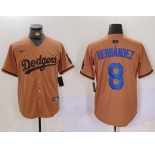 Men's Los Angeles Dodgers #8 Kike Hernandez Olive Cool Base Limited Stitched Jersey