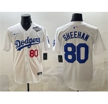 Men's Los Angeles Dodgers #80 Emmet Sheehan White 2025 World Series Patch Limited Stitched Baseball Jersey