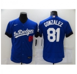 Men's Los Angeles Dodgers #81 Victor Gonzalez Blue Elite City Player Jersey