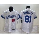 Men's Los Angeles Dodgers #81 Victor Gonzalez White 2021 City Connect Flex Base Stitched Jersey