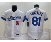 Men's Los Angeles Dodgers #81 Victor Gonzalez White 2021 City Connect Flex Base Stitched Jersey