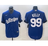 Men's Los Angeles Dodgers #99 Joe Kelly Blue 2021 City Connect Cool Base Stitched Jersey