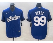 Men's Los Angeles Dodgers #99 Joe Kelly Blue 2021 City Connect Cool Base Stitched Jersey