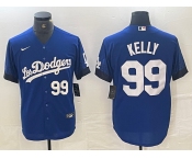 Men's Los Angeles Dodgers #99 Joe Kelly Number Blue 2021 City Connect Cool Base Stitched Jerseys