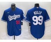 Men's Los Angeles Dodgers #99 Joe Kelly Number Blue Stitched Cool Base Nike Jerseys