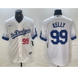Men's Los Angeles Dodgers #99 Joe Kelly Number White 2021 City Connect Cool Base Stitched Jersey