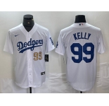 Men's Los Angeles Dodgers #99 Joe Kelly Number White Stitched Cool Base Nike Jersey
