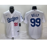 Men's Los Angeles Dodgers #99 Joe Kelly Number White Stitched Cool Base Nike Jerseys