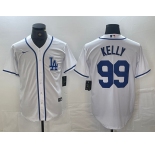 Men's Los Angeles Dodgers #99 Joe Kelly White Cool Base Stitched Baseball Jersey