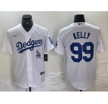 Men's Los Angeles Dodgers #99 Joe Kelly White Stitched Cool Base Nike Jersey