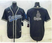 Men's Los Angeles Dodgers Big Logo Black Cool Base Stitched Baseball Jersey