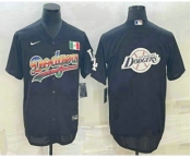 Men's Los Angeles Dodgers Big Logo Black Stitched MLB Cool Base Nike Fashion Jersey7