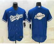 Men's Los Angeles Dodgers Big Logo Blue Flex Base Stitched Baseball Jersey1