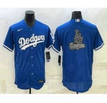 Men's Los Angeles Dodgers Big Logo Blue Flex Base Stitched Baseball Jersey