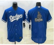 Men's Los Angeles Dodgers Big Logo Blue Flex Base Stitched Baseball Jersey