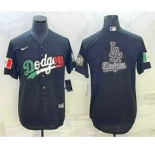 Men's Los Angeles Dodgers Big Logo Mexico Black Cool Base Stitched Baseball Jersey10