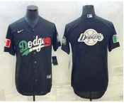 Men's Los Angeles Dodgers Big Logo Mexico Black Cool Base Stitched Baseball Jersey9
