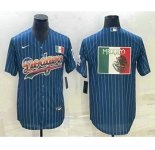 Men's Los Angeles Dodgers Big Logo Navy Blue Pinstripe Stitched MLB Cool Base Nike Jersey3