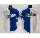 Men's Los Angeles Dodgers Big Logo White Blue Two Tone Stitched Baseball Jerseys