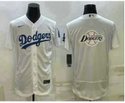 Men's Los Angeles Dodgers Big Logo White Flex Base Stitched Baseball Jersey1