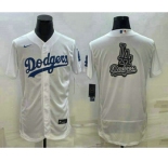 Men's Los Angeles Dodgers Big Logo White Flex Base Stitched Baseball Jersey