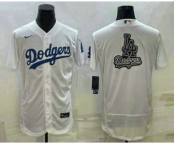 Men's Los Angeles Dodgers Big Logo White Flex Base Stitched Baseball Jersey
