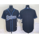 Men's Los Angeles Dodgers Black Blank With Patch Cool Base Stitched Baseball Jersey