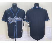 Men's Los Angeles Dodgers Black Blank With Patch Cool Base Stitched Baseball Jersey