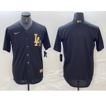 Men's Los Angeles Dodgers Blank Black Gold Cool Base Stitched Jersey