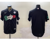 Men's Los Angeles Dodgers Blank Black Mexico 2024 World Series With No. 34 Patch Cool Base Stitched Baseball Jersey