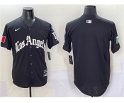 Men's Los Angeles Dodgers Blank Black Mexico 2025 LA Gothic Style With Fernando Patch Vapor Premier Limited Stitched Baseball Jersey