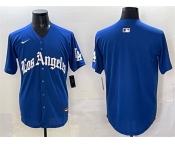 Men's Los Angeles Dodgers Blank Blue 2025 LA Gothic Style With Fernando Patch Vapor Premier Limited Stitched Baseball Jersey