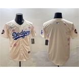 Men's Los Angeles Dodgers Blank Cream 2025 Tokyo Series Limited Stitched Baseball Jersey