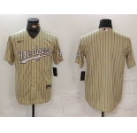 Men's Los Angeles Dodgers Blank Cream Pinstripe Stitched Cool Base Nike Jersey