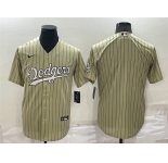 Men's Los Angeles Dodgers Blank Cream Pinstripe Stitched MLB Cool Base Nike Jersey