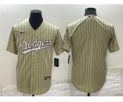 Men's Los Angeles Dodgers Blank Cream Pinstripe Stitched MLB Cool Base Nike Jersey