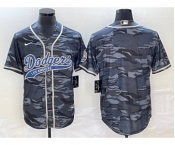 Men's Los Angeles Dodgers Blank Gray Camo Cool Base With Patch Stitched Baseball Jersey