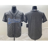 Men's Los Angeles Dodgers Blank Grey Gridiron Cool Base Stitched Baseball Jerseys