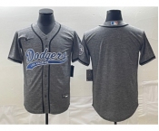 Men's Los Angeles Dodgers Blank Grey Gridiron Cool Base Stitched Baseball Jerseys