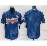 Men's Los Angeles Dodgers Blank Navy Blue Pinstripe Mexico Cool Base Nike Jersey
