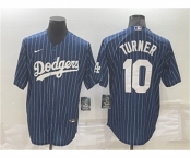 Men's Los Angeles Dodgers Blank Navy Blue Pinstripe Stitched MLB Cool Base Nike Jersey