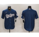 Men's Los Angeles Dodgers Blank Navy Pinstripe Stitched Cool Base Nike Jersey